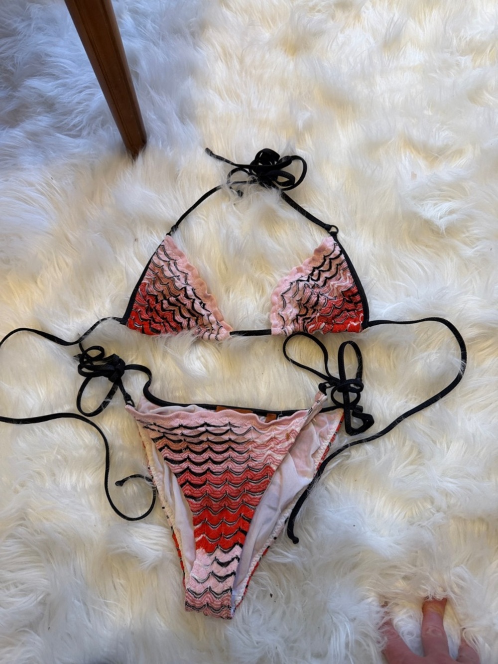 Missoni Pink Red Black Wave-Pattern Bikini